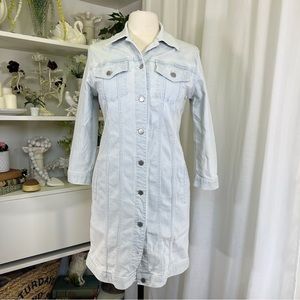 J Brand Maxi Denim Bleach Striped Jacket Dress